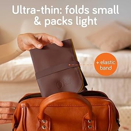 Baby Uma Vegan Leather Baby Changing Mat - Waterproof & Wipeable Changing Pad, XL for Growing Babies, Non-Toxic, Lead-Free & Phthalate-Free, Folds up for Easy Transport, 30″ x 16″ (Dark Brown)