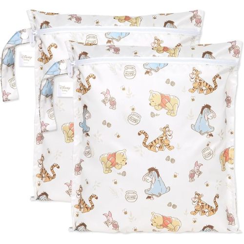Bumkins Roamio - Waterproof Wet Bag - For Baby, Travel, Swim Suit, Cloth Diapers, Pump Parts, Pool, Gym, Toiletry, Strap to Stroller - Reusable & Easy to Clean - 2pk - Beige Check