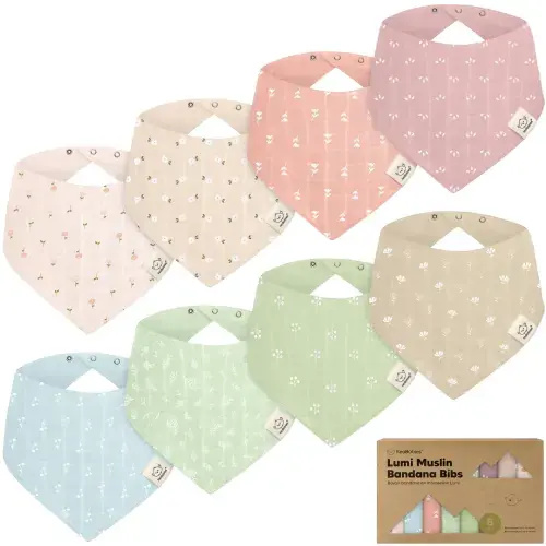 8-Pack Lumi Muslin Bandana Bibs - Wild Bloom color