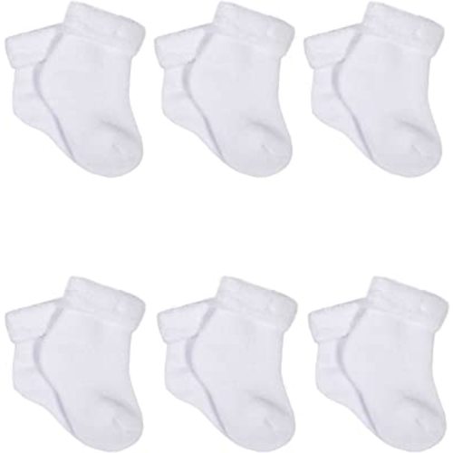 Gerber Baby 6-Pair Sock, White, 0-3 Months