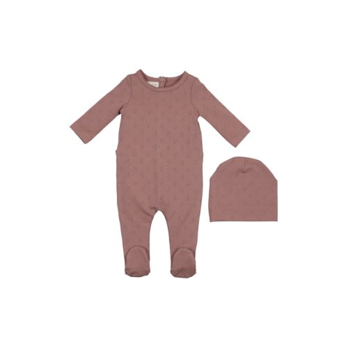 Floral Print Cotton Blend Footie & Beanie Set, 3M