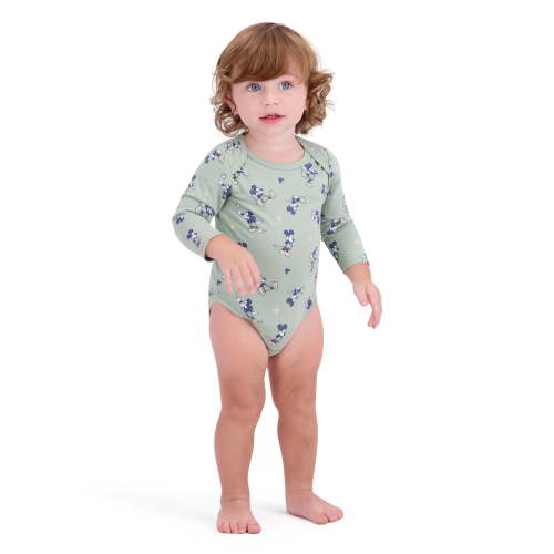 Mickey Mouse Baby Boy 3 Pack Long Sleeve Bodysuits, Size 0-24 Months