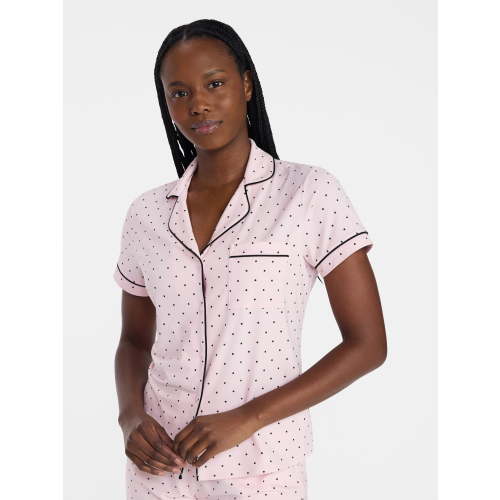 Joyspun Women's Dreamy Soft Collection Notch Top and Shorts Pajama Set, 2-Piece, Sizes XS-3X