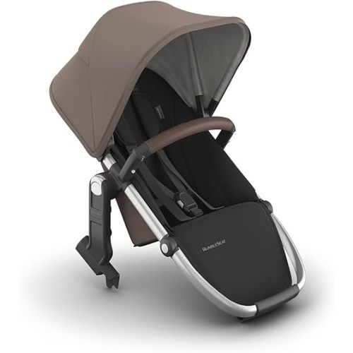 UPPAbaby RumbleSeat V3 Second Lower Seat - Compatible with Vista V2 and Vista V3 - All-Weather Seat + Magnetic Buckle – Adapters Included - Theo (Dark Taupe/Silver Frame/Chestnut Leather)