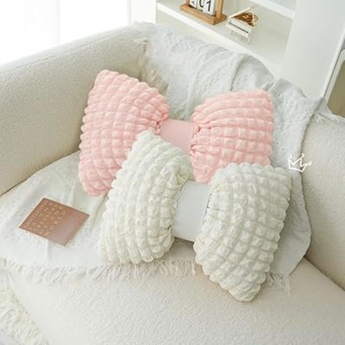 2 Pcs Bow Shaped Throw Pillow Bowknot Cushion Bow Lumbar Pillow Home Decorative Throw Pillows for Bed Couch Living Room Decor