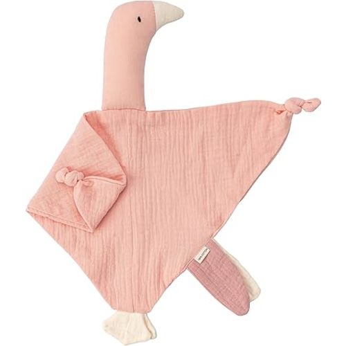 ZIGJOY Baby Lovey Muslin Cotton Baby Security Blanket Soft Breathable Lovies for Babies Gifts for Newborn Infant Toddler Boys and Girls, Swan Pink