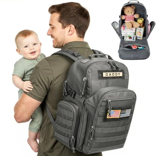 MIRACOL Diaper Bag Backpack for Dad: 900D Military-Grade Backpack with 16+ compartments - 40L XL Capacity Fits 15+ Diapers & 3 Bottles - Heavy-Duty Daddy Baby Bag for Travel & Outdoor