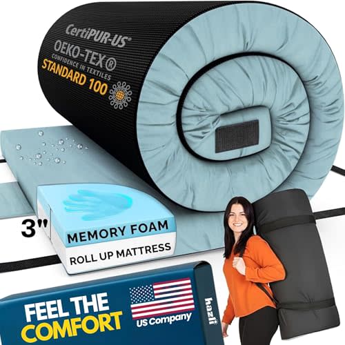 Matrix AirCell Memory Foam Camping Mattress Pad - CertiPUR-US Roll Up Mattress for Adults - Portable Foam Sleeping Mats for Camping - Camp Cot Sleeping Pad - Floor Sleep Mat Bed Roll for Car RV