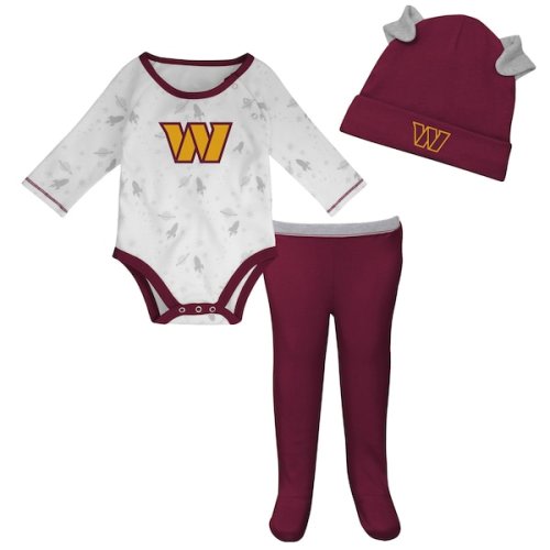 Newborn & Infant Washington Commanders White/Burgundy Dream Team Bodysuit, Pants & Hat Set - 0-3m