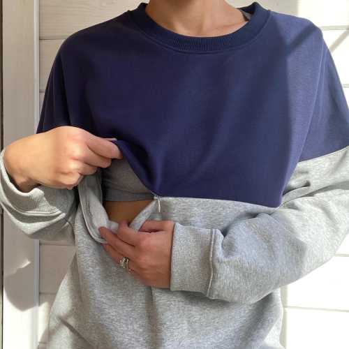 Breastfeeding Friendly Sweatshirt, Nursing Apparel for Breastfeeding and Pumping Moms, Breastfeeding Friendly Chest Zipper Sweatshirt.