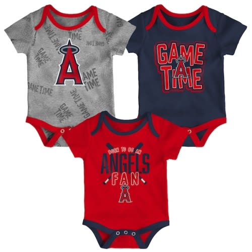 Los Angeles Angels Newborn & Infant Game Time Three-Piece Bodysuit Set - Red/Navy/Heathered Gray