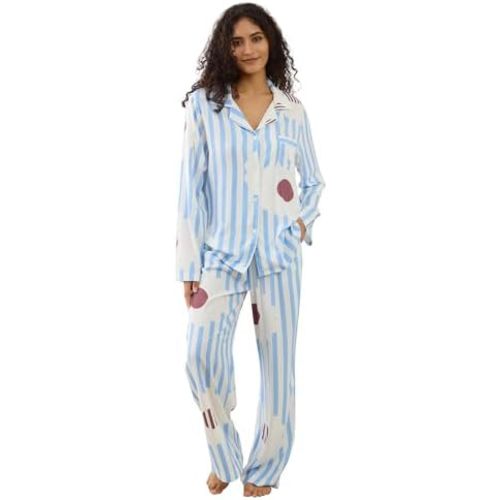 YiNi LuLu Womens Pajamas Set 2 Piece Long Sleeve Sleepwear Button Down Pjs Lounge Set Nightwear with Pockets