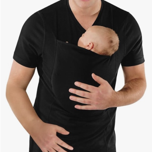 Mens Dad Shirts Baby Carrier Shirt Short Sleeve Skin to Skin New Dad Gifts T-Shirt with Pocket