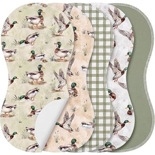 SmoothNovelty 5 Pack Vintage Mallard Duck Baby Burp Cloths for Newborns