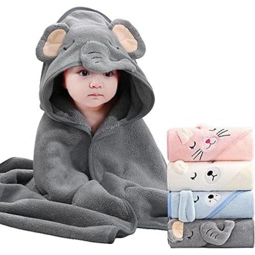 4Pcs Baby Hooded Towel,31 * 31 in Toddler Bath Towels for Newborn Babies,Toallas de Baño para Bebe,Organic Infant Kids Boy Essentials 1-3