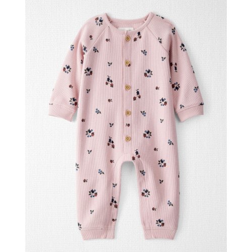 Baby Organic Cotton Waffle Knit Jumpsuit in Berry Blossom Print - Little Planet | Carter's