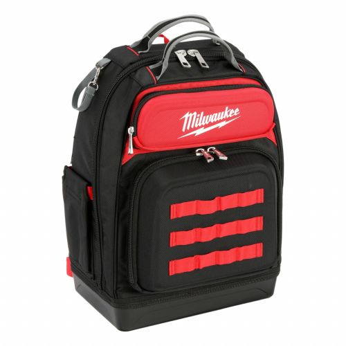 MILWAUKEE Tool Backpack: 18 in W 9 7/16 in D 20 3/8 in H, Ballistic Nylon, Red, 46 Inside Pockets