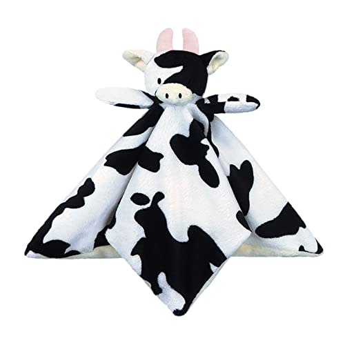 Doindute Baby Cow Soft Stuffed Animal Security Blanket, Plush Cow Character Lovey Blanket, Baby Shower/Nursery Gift, Newborn Infant Toddler Snuggle Blankie for Boys Girls, Pink Horns, 13 Inches