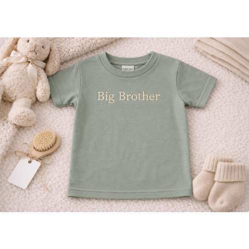 Big Brother/Sister Embroidered Toddler Shirt, Matching Sibling Outfit with Est. Date