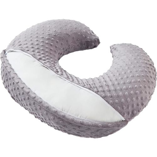 Nursing Pillow and Positioner Breastfeeding and Bottle Feeding, Propping Baby, Tummy Time, Sitting Support, with Removable Polyester Cover, dots Fabric, for Baby Boy Baby Girl (Rose Gray)