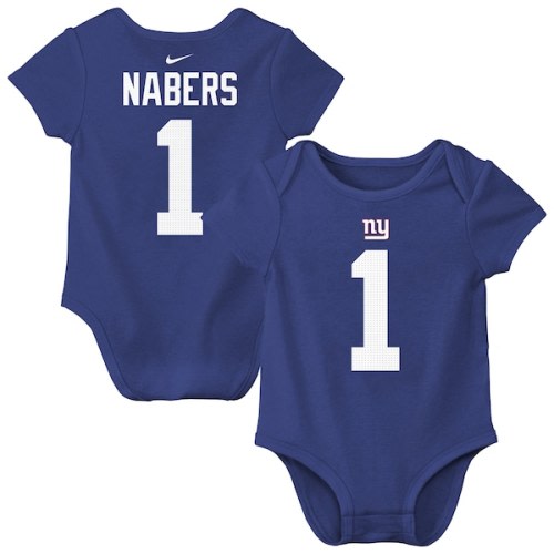 Infant New York Giants Malik Nabers Nike Royal Name & Number Bodysuit