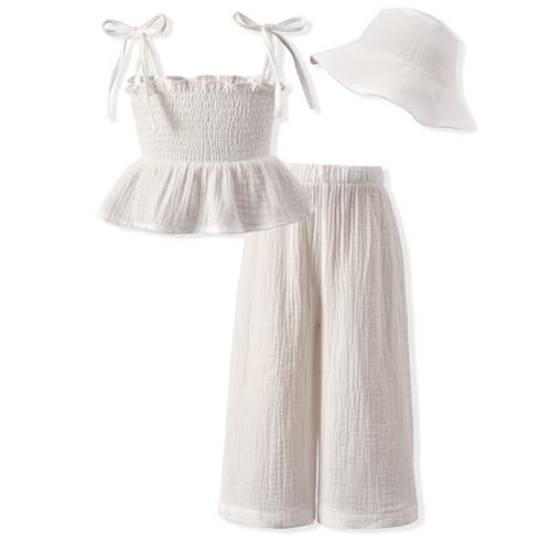 Aalizzwell Toddler Girls Summer Outfit with Hat 1-5 Years