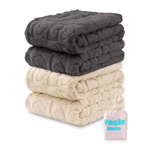 4 Pcs Baby Blankets Cozy Crib Blankets for Girls Boys,Fleece Heart Checkered Blanket, Toddler Receiving Blankets 30×40 White Grey