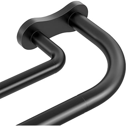 Double Curtain Rod 34-60 Inch, Black Dual Curtain Rods for Windows