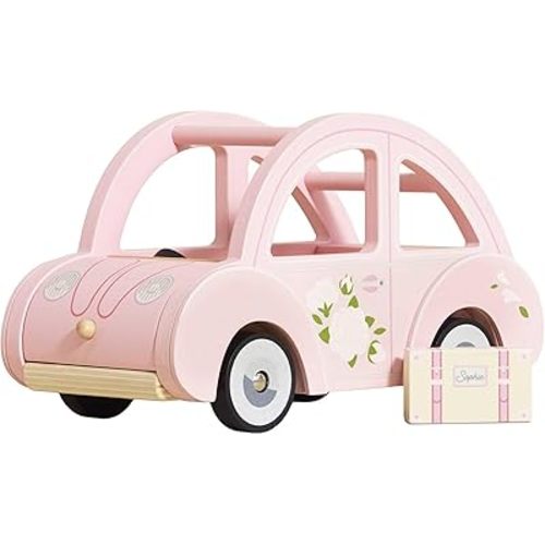 Le Toy Van - Wooden Daisylane Sophie's Car Accessories Play Set for Dolls Houses - Wooden Car Toy with Luggage Accessory - Dollhouse Accessories - Suitable for Ages 2+,Bright Pink, Medium