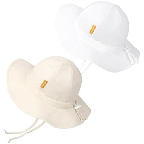 Baby Girl Sun Hat with UPF 50+ Outdoor Adjustable Toddler Beach Hat with Wide Brim Bucket Hats for Kids