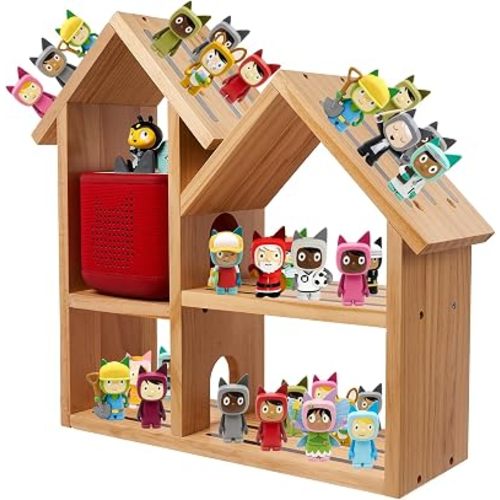 Tonies Shelf for Toniebox 2/1, Magnetic Tonies Storage for 30-40 Tonie Box Characters, Wooden Tonie Organizer Storage Shelves, Large Loft House Wall Mounted and Desktop Shelf for Kids Room