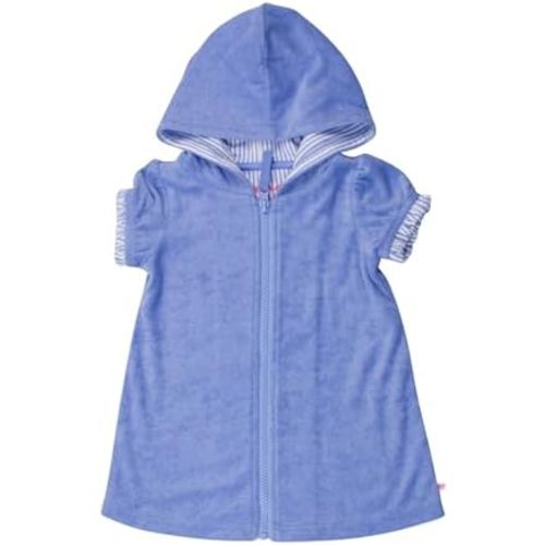 RuffleButts Girls Terry Knit Full-Zip Swim Cover-Up Dress