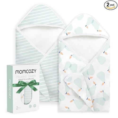 Momcozy Baby Towel with Hooded - Ultra Soft & Absorbent Large Bath Towel Set for Comfort & Gentle on Baby's Skin - Shower Gift & Bath Essential & Baby Registry Search for Newborn,Infant,Toddler,Kids