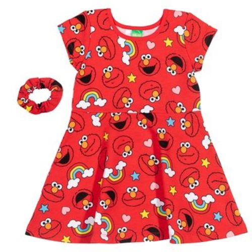 Sesame Street Elmo Infant Baby Girls Dress and Scrunchie Red 24 Months