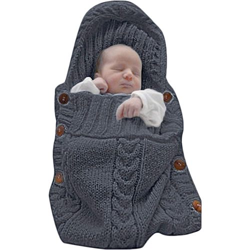 XMWEALTHY Newborn Baby Wrap Swaddle Blanket Knit Sleeping Bag Receiving Blankets Stroller Wrap for Baby(Black Grey) (0-6 Month)