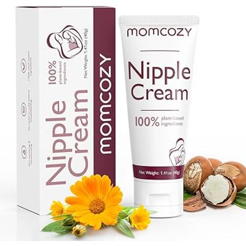 Momcozy Nipple Cream Safe for Breastfeeding, Plant-Based Ingredients, Lanolin-Free Nipple Balm, Soothing Cream, Breastfeeding Essentials for Nursing & Pumping Moms, 1.41 oz