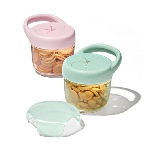 OXO Tot 2pc 12oz Plastic Snack Cup with Lid - Opal and Blossom
