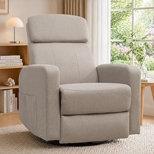 Korser Power Swivel Recliner Chairs for Adults, Electric Glider Rocking Chair Nursery, Glider Recliner Nursery Chair with Classified Side Pocket, Nursery Rocking Chairs with USB and Type-C Ports