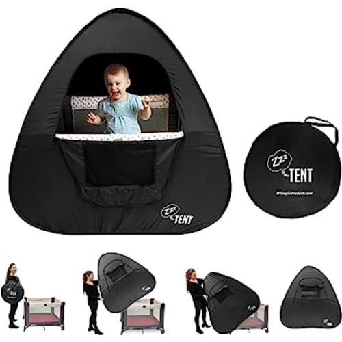 EasyGoProdcuts ZZZ Play & Crib Canopy Blackout Instant Tent – Compatible with Pack ‘n Play, Baby Bjorn & Lotus Travel Crib, Lotus Crib & Others… New Zipper System Patented