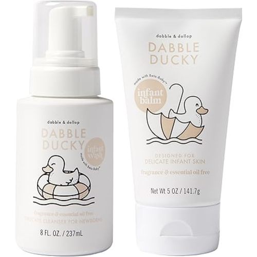 Dabble & Dollop Infant Wash & Lotion Bundle – Fragrance-Free, Hypoallergenic, Dermatologist Tested, Vegan & Cruelty-Free, Safe for Newborns (2-Pack)