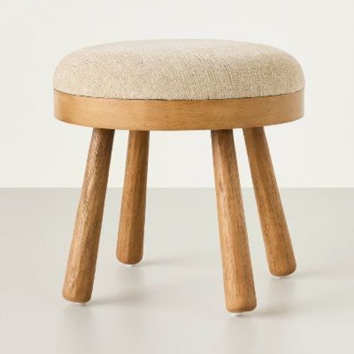 Upholstered Round Top Mid Century Ottoman Oatmeal - Hearth & Hand™ with Magnolia