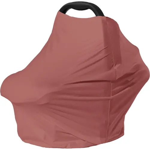 Car Seat Cover Baby for Nursing, Baby Breastfeeding Cover Carseat Canopy Covers, Solid Color Multi-use Nursing Cover for Babies (Bronze red)