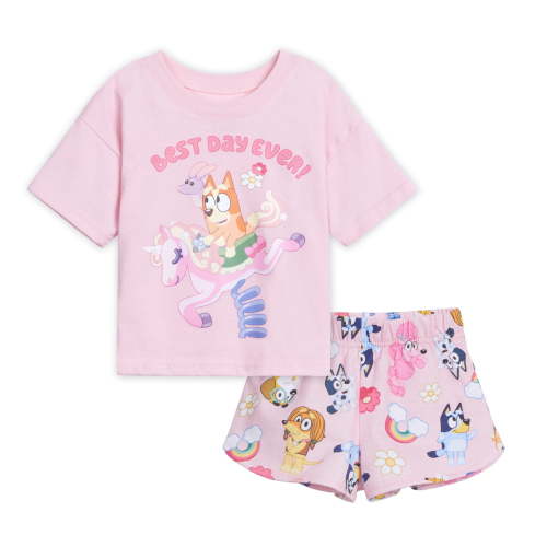 Bluey Bingo Coco T-Shirt and French Terry Shorts Outfit Set Toddler to Big Kid