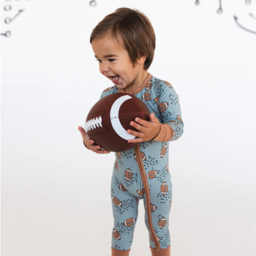 Green Football Zipper Romper – In My Jammers