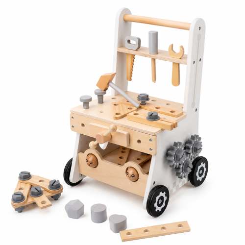 Montessori Wooden Baby Walker with Tool Bench | Cubby Cove