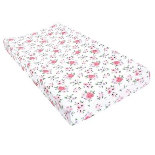 Hudson Baby Infant Girl Changing Pad Cover, Vintage Floral, One Size