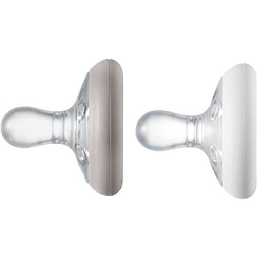 Tommee Tippee Breast-Like Pacifier, Skin-Like Texture, Symmetrical Design, BPA-Free Binkies, 0-6m, 2-Count, Chestnut/Moonbeam