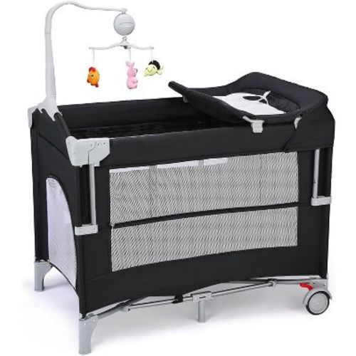 JOYMOR 5 in 1 Pack and Play with Bassinet, Diaper Changing Table for Newborn Infant, Portable Baby Playpen for Babies and Toddlers