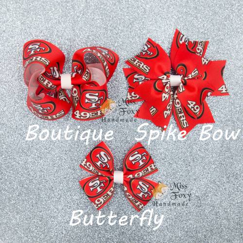 San Francisco 49ers Football Hair Bow | Toddler Girls Hair Bow | Baby Headband | Spike Bow | Butterfly | SF 49ers Sport Cheer Bow