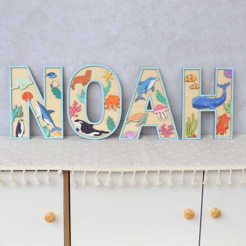 Personalized Ocean Name Sign: 3D Wooden Nursery Decor